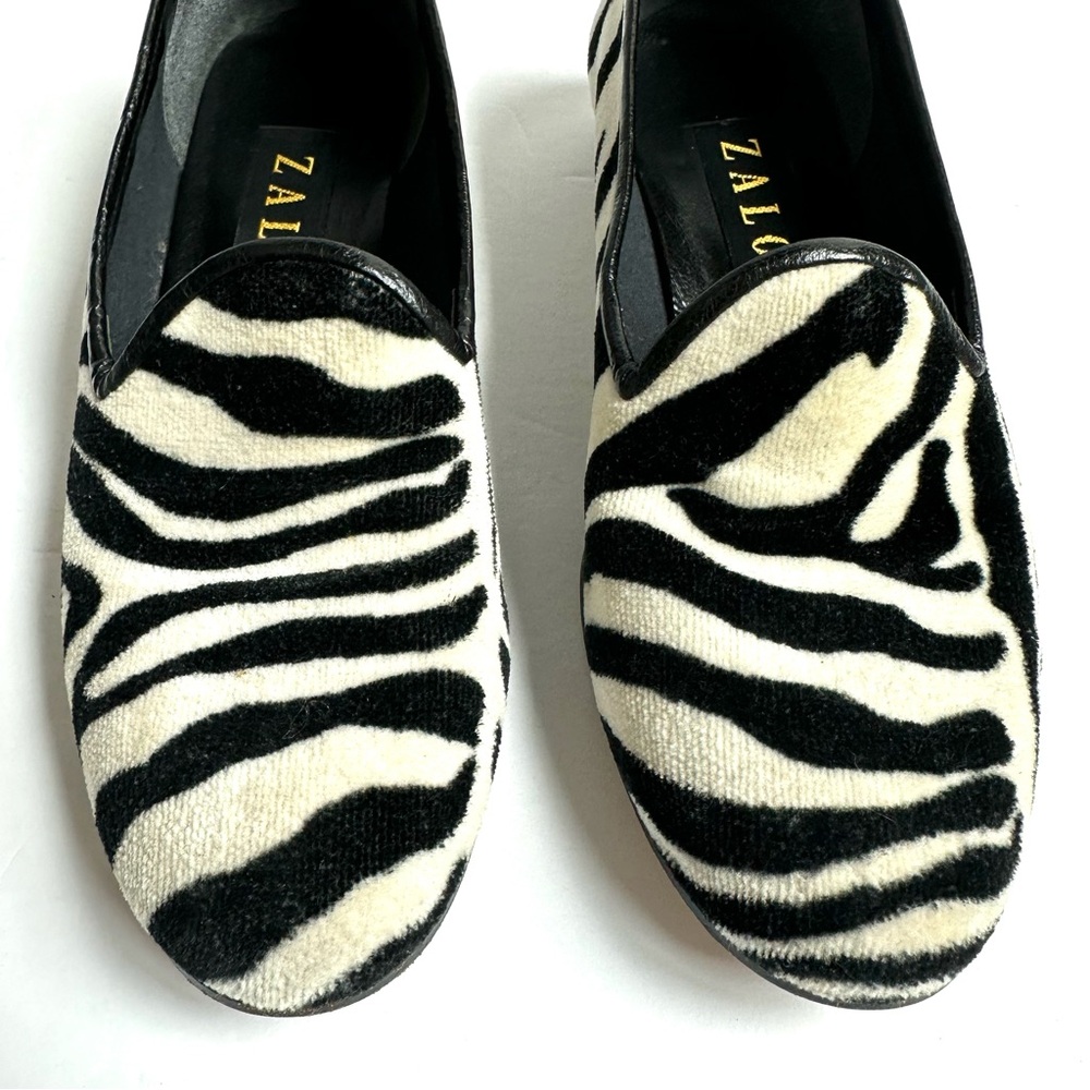 ZALO Zebra Print Velvet Smoking Slipper 7 - Picture 4 of 8